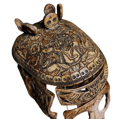 Máscara de nigromante tibetano con calavera humana real 